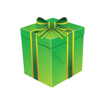 a green gift box with a yellow ribbon