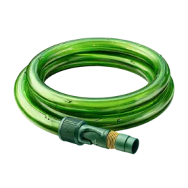 a green hose on a white background