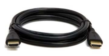 a black hd cable on a white background