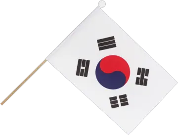 a white flag with a black and red design