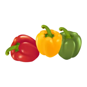 three peppers and two peppers on white background