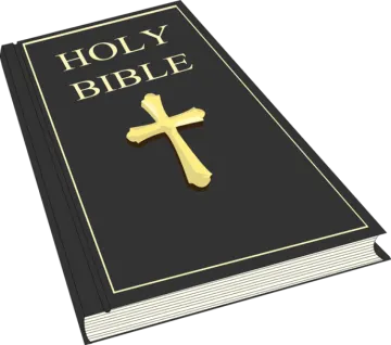 an open bible with a cross on it