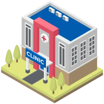 a hospital building with a sign that says clinic
