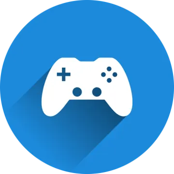 illustration of a long shadow round icon with a video game controller