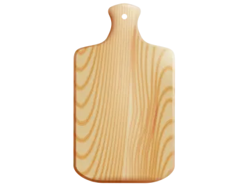 a wooden cutting board on white background