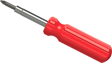 a drill with a red handle and black tip