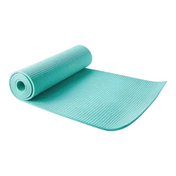 a blue yoga mat on a white background