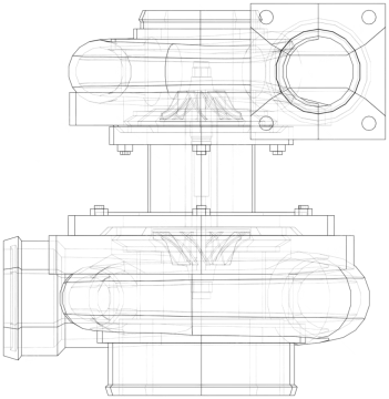a drawing of the front and side view of a car