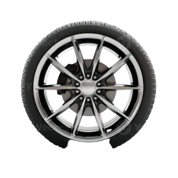 the wheel of a car on a white background