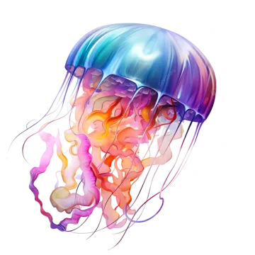a colorful jellyfish on a white background