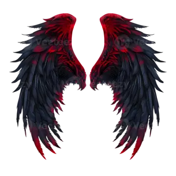 two black and red wings on a white background