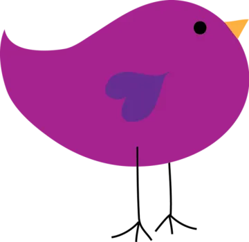 a purple bird sitting on top of a white background