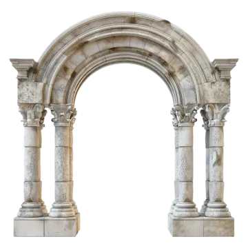 a stone arch with two columns