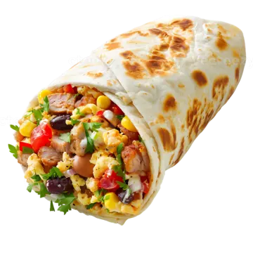 a burritoa filled with meat and vegetables