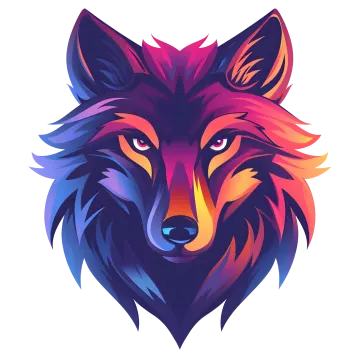 the head of a red wolf with blue eyes