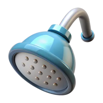 a blue shower head on a white background