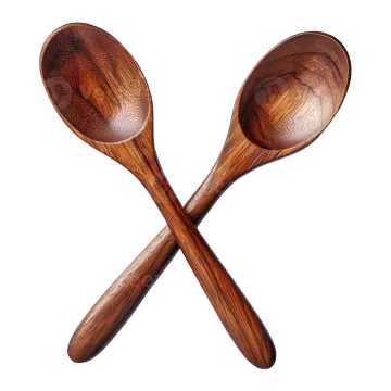 two wooden spoons on a white background