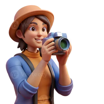 a cartoon character holding a camera