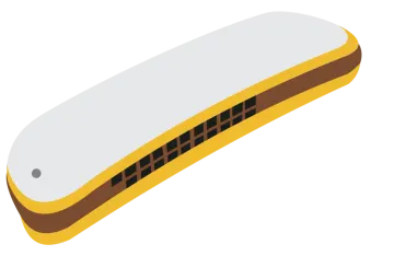 an illustration of a white and yellow guitar bridge