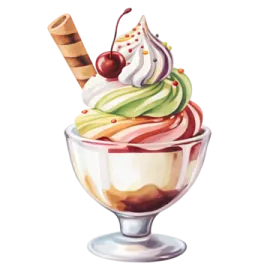 a painting of an ice cream sundae