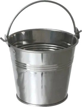 a metal bucket on a white background