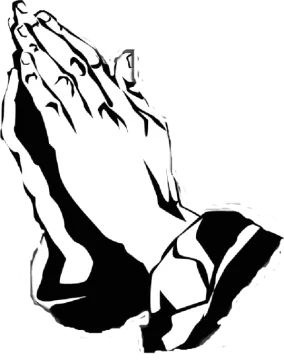 a black and white drawing of a praying hands