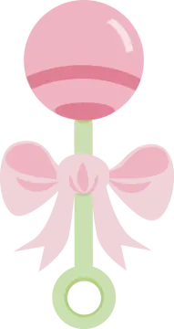 a pink bow on top of a green pole