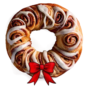 a cinnamon bun with a red bow around it