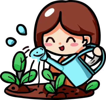 a woman watering her plants