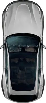 the front view of a silver sports car