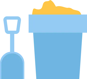 a blue and yellow blender with a scooper