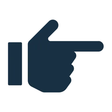 a hand pointing to the right