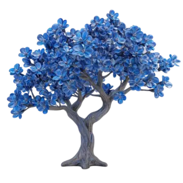 a tree with blue flowers on it