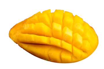 a sliced mango on a white background