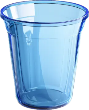 a blue plastic cup on a white background