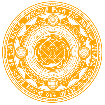 an orange and white circle with the symbols of all religionss