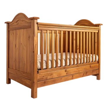 a wooden cribt with a white background
