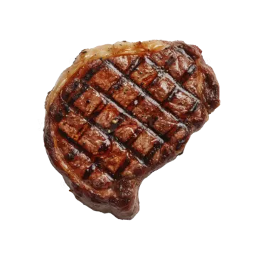 a grilled steak on a white background