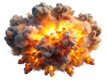 a large explosion of smoke on a white background
