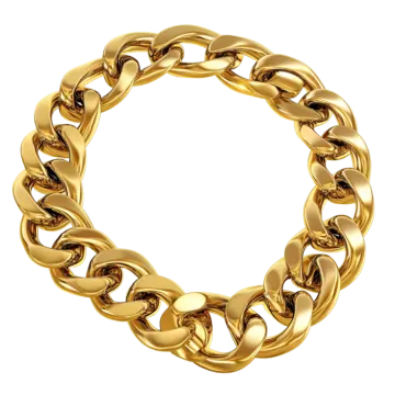 a gold bracelet on a white background