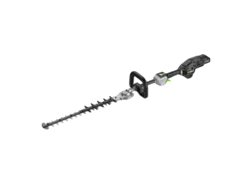 The greenworks electric hedge trimmer is shown on a white background