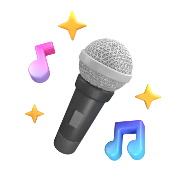 a microphone with music notes around it