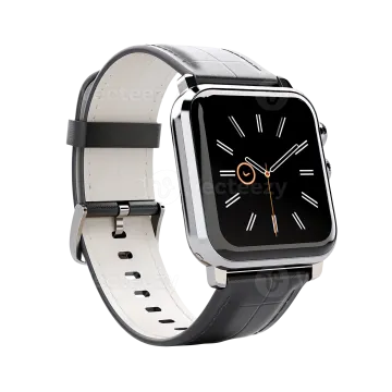 a smart watch with a black band