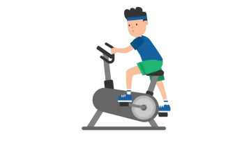 a man riding an exercise bike