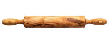 a wooden rolling board on a white background