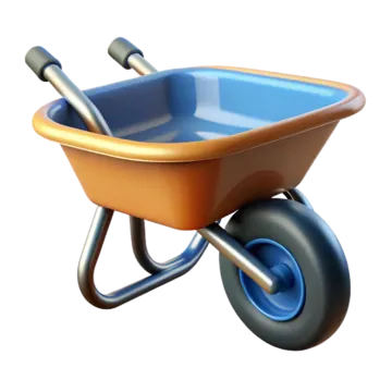 a small wheelbar with blue wheels