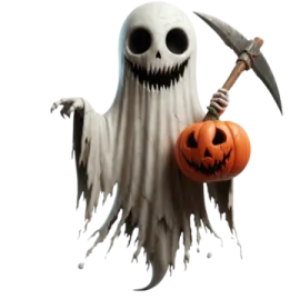 an image of a ghost holding a pumpkin