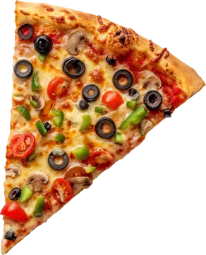 a slice of pizza on a white background