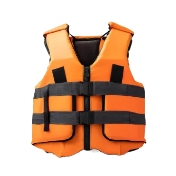 an orange life vest on a white background