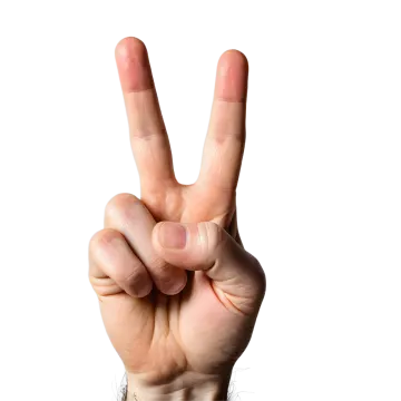 a person making a peace sign with their fingers